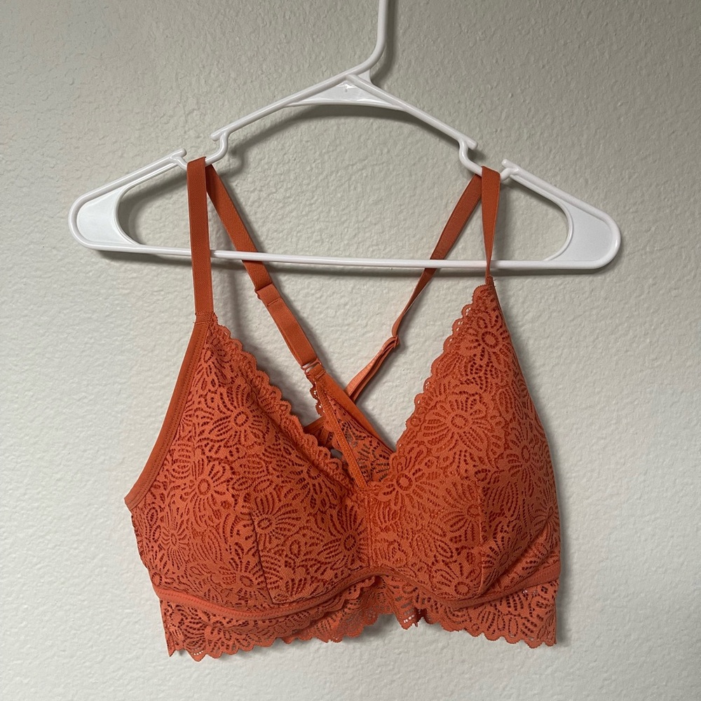 Lace unlined bralette Auden Large orange